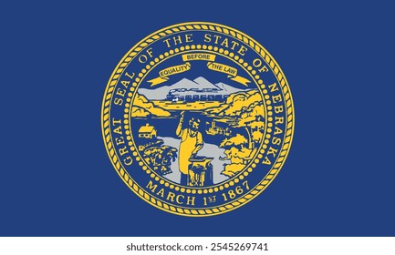 Bandeira vetorial imprimível em formato normal do estado federal de NEBRASKA dos Estados Unidos da América