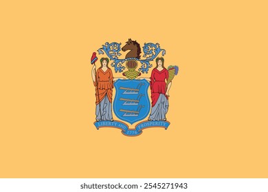 Normal shaped printable vector flag of the United States of America federal state of NEW JERSEY