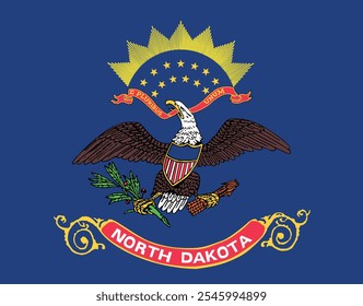 Normal shaped printable vector flag of the United States of America federal state of NORTH DAKOTA