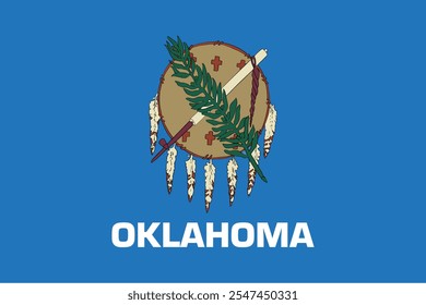 Normal shaped printable vector flag of the United States of America federal state of OKLAHOMA