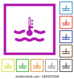 Normal temperature engine coolant flat color icons in square frames on white background