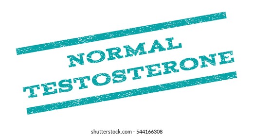 Normal Testosterone watermark stamp. Text tag between parallel lines with grunge design style. Rubber seal stamp with unclean texture. Vector cyan color ink imprint on a white background.