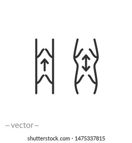 Normal Vein And Varicose Vein Icon, Venous Blood Flow, Thin Line Symbol On White Background - Editable Stroke Vector Illustration Eps 10