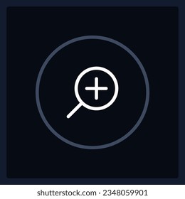Normal zoom in button state UI element template. Editable isolated vector dashboard component. Flat user interface. Visual data presentation. Web design widget for mobile application with dark theme