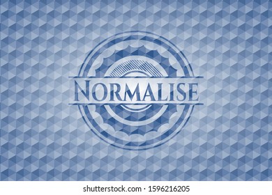 Normalise blue polygonal badge. Vector Illustration. Detailed.