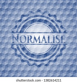 Normalise blue polygonal emblem. Vector Illustration. Detailed.