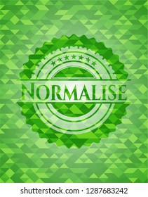 Normalise green emblem with mosaic background