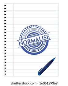 Normalise pen draw. Blue ink. Vector Illustration. Detailed.