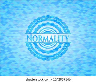 Normality light blue emblem. Mosaic background