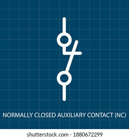 Normally Closed Auxiliary Contact (NC) Vector illustration symbol of Electrical System Control
