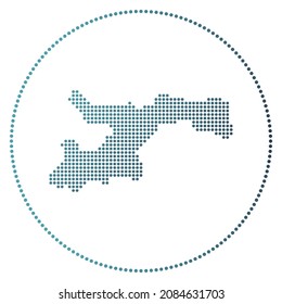 Norman Island digital badge. Dotted style map of Norman Island in circle. Tech icon with gradiented dots. Attractive vector illustration.
