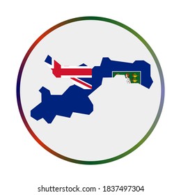 Norman Island icon. Shape of the island with Norman flag. Round sign with flag colors gradient ring. Elegant vector illustration.