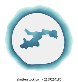 Norman Island logo. Badge of the island. Layered circular sign around Norman shape. Attractive vector illustration.