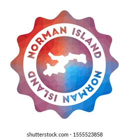 Norman Island low poly logo. Colorful gradient travel logo in geometric style. Multicolored polygonal Norman Island rounded sign with map for your infographics.