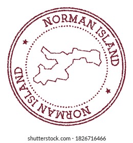 Norman Island round rubber stamp with island map. Vintage red passport stamp with circular text and stars, vector illustration.
