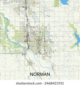 Norman, Oklahoma, United States map poster art