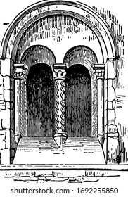 La influencia de la ventana normanda en los siglos XI y XII, tradicionalmente utilizada para la arquitectura románica inglesa y tiene un número de castillos y fortificaciones, dibujo o grabado de líneas antiguas