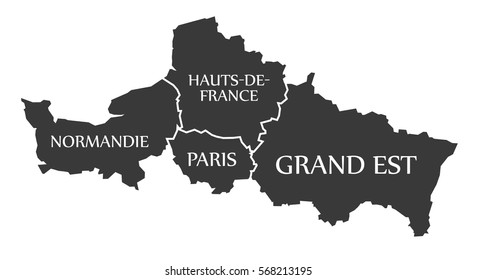 Normandie, Paris , Hauts-de-France, Grand Est Map France illustration