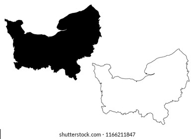 Normandy (France, administrative region) map vector illustration, scribble sketch Normandy map
