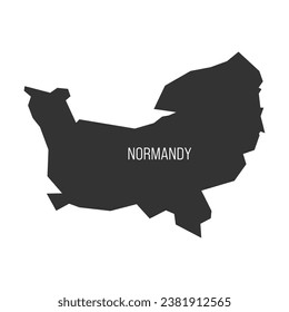 Normandy - map of administrative division, region, of France. Dark grey vector silhouette.