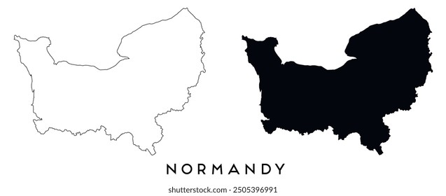 Esquema del mapa de Normandía y Vector de silueta negro