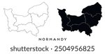 Normandy map of regions districts vector black on white and outline