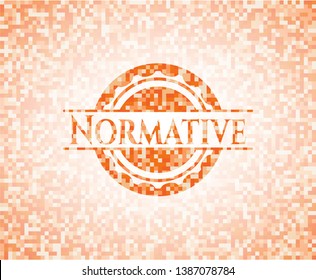 Normative abstract orange mosaic emblem with background