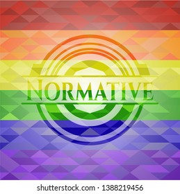 Normative on mosaic background with the colors of the LGBT flag