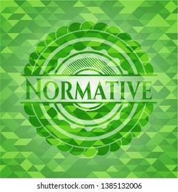 Normative realistic green emblem. Mosaic background. Vector Illustration. Detailed.