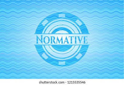 Normative sky blue water wave style badge.