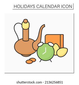 Norooz Color Icon. Iranian New Year.Spring Equinox Day. Traditional Celebration. Holidays Calendar Concept. Isolated Vector Illustration