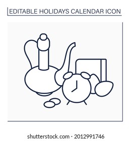 Norooz Line Icon. Iranian New Year.Spring Equinox Day. Traditional Celebration. Holidays Calendar Concept. Isolated Vector Illustration. Editable Stroke 