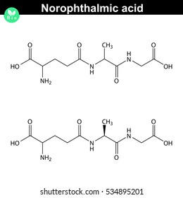 Norophthalmic acid peptide molecular structure, 2d vector illustration of natural antioxidant peptide, isolated on white background, eps 10