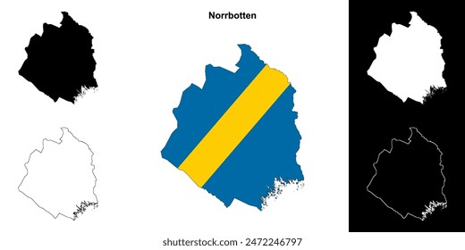 Norrbotten county blank outline map set