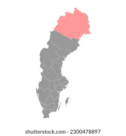 Norrbotten county map, province of Sweden. Vector illustration.