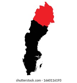 Norrbotten province highlighted on Sweden map Vector EPS 10