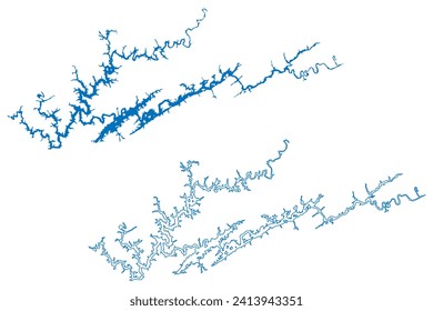 Norris Lake (United States of America, Tennessee) map vector illustration, scribble sketch Reservoir Norris Dam map