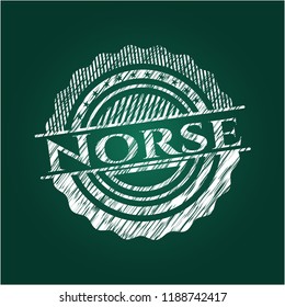 Norse chalkboard emblem written on a blackboard
