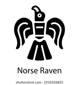 Norse raven icon in glyph style 