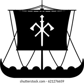 Norse Viking Longboat in Silhouette