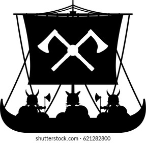Norse Viking Longboat in Silhouette