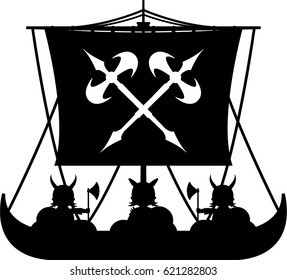 Norse Viking Longboat in Silhouette