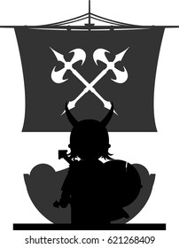Norse Viking Warriors and Longboat