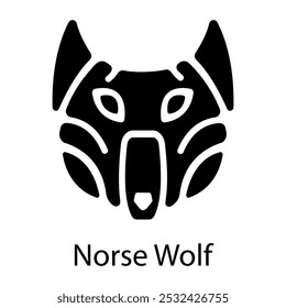 Norse wolf icon in solid style