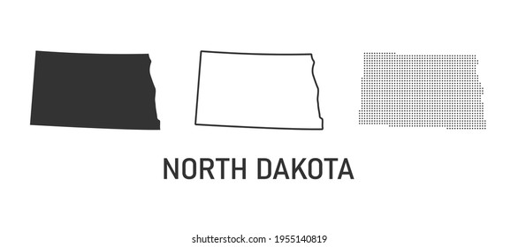 Nort dakota map. Map of the United States of America made of dots, line and whole. Vector illustration.