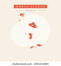 North Aegean Region (Greece, Hellenic Republic, Hellas) map vector illustration, scribble sketch North Aegean map