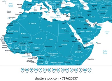 North Africa Map - Detailed Vector Illustration