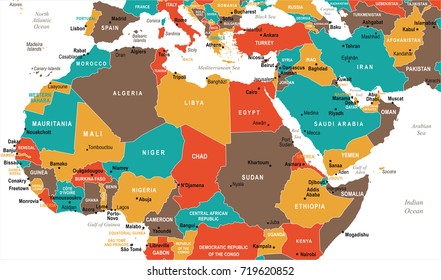 North Africa Map - Detailed Vector Illustration