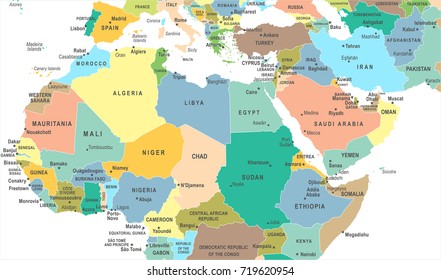 North Africa Map - Detailed Vector Illustration
