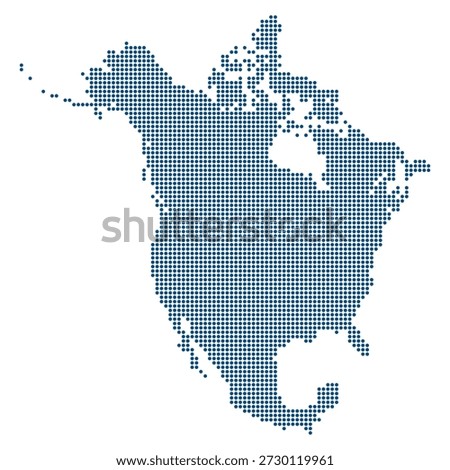 North America Blue Dotted Vector Map for USMCA Trade and Digital Connectivity